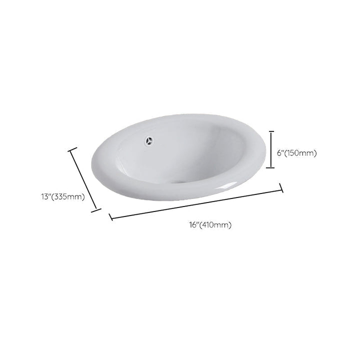 Undermount White Ceramic Basin with Shut-Off Valve
