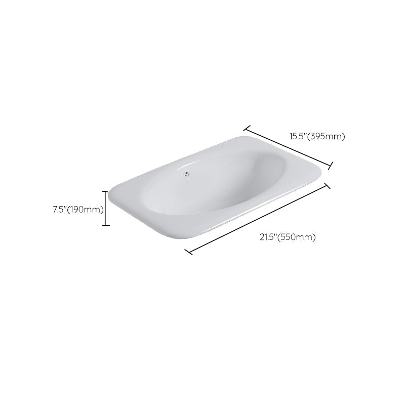 Undermount White Ceramic Basin with Shut-Off Valve