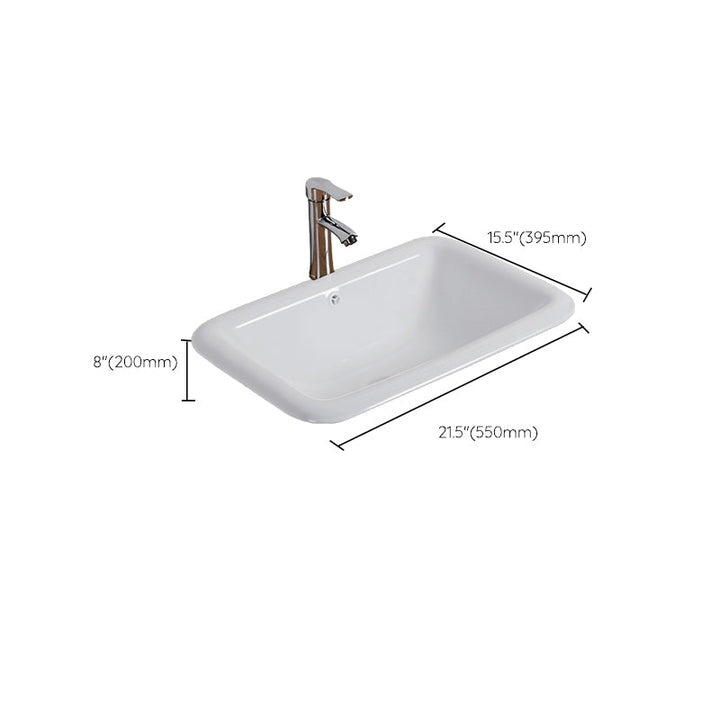 Undermount White Ceramic Basin with Shut-Off Valve