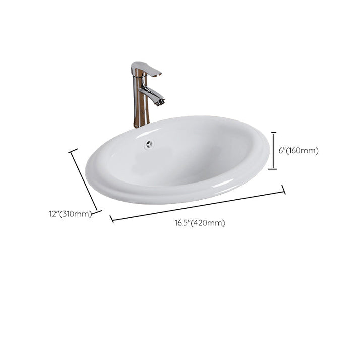 Undermount White Ceramic Basin with Shut-Off Valve