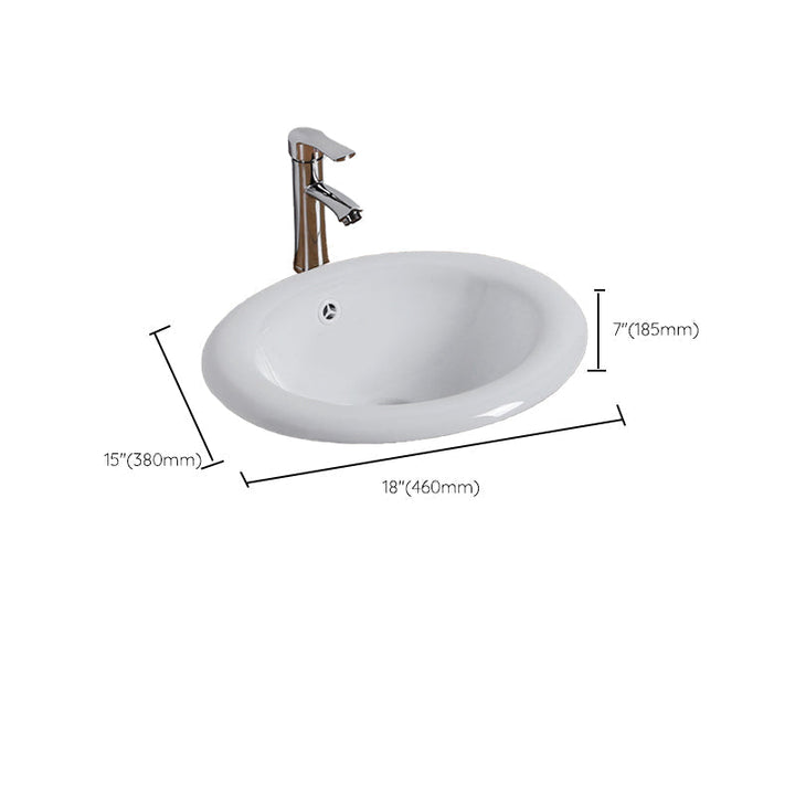 Undermount White Ceramic Basin with Shut-Off Valve