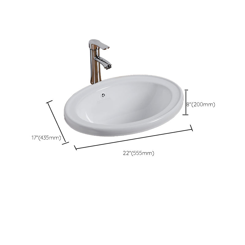 Undermount White Ceramic Basin with Shut-Off Valve
