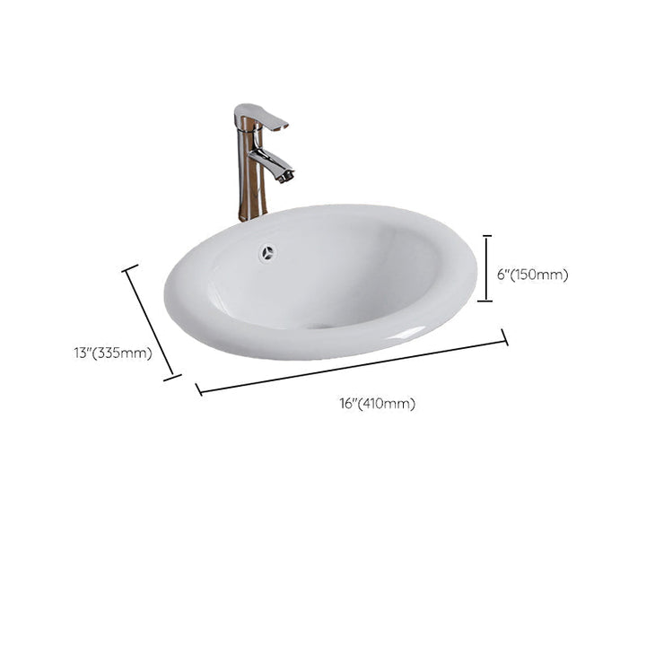 Undermount White Ceramic Basin with Shut-Off Valve