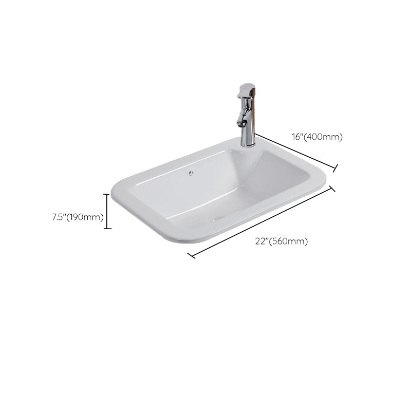 Undermount White Ceramic Basin with Shut-Off Valve
