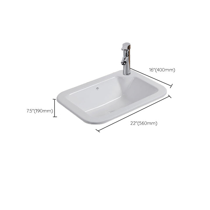 Undermount White Ceramic Basin with Shut-Off Valve