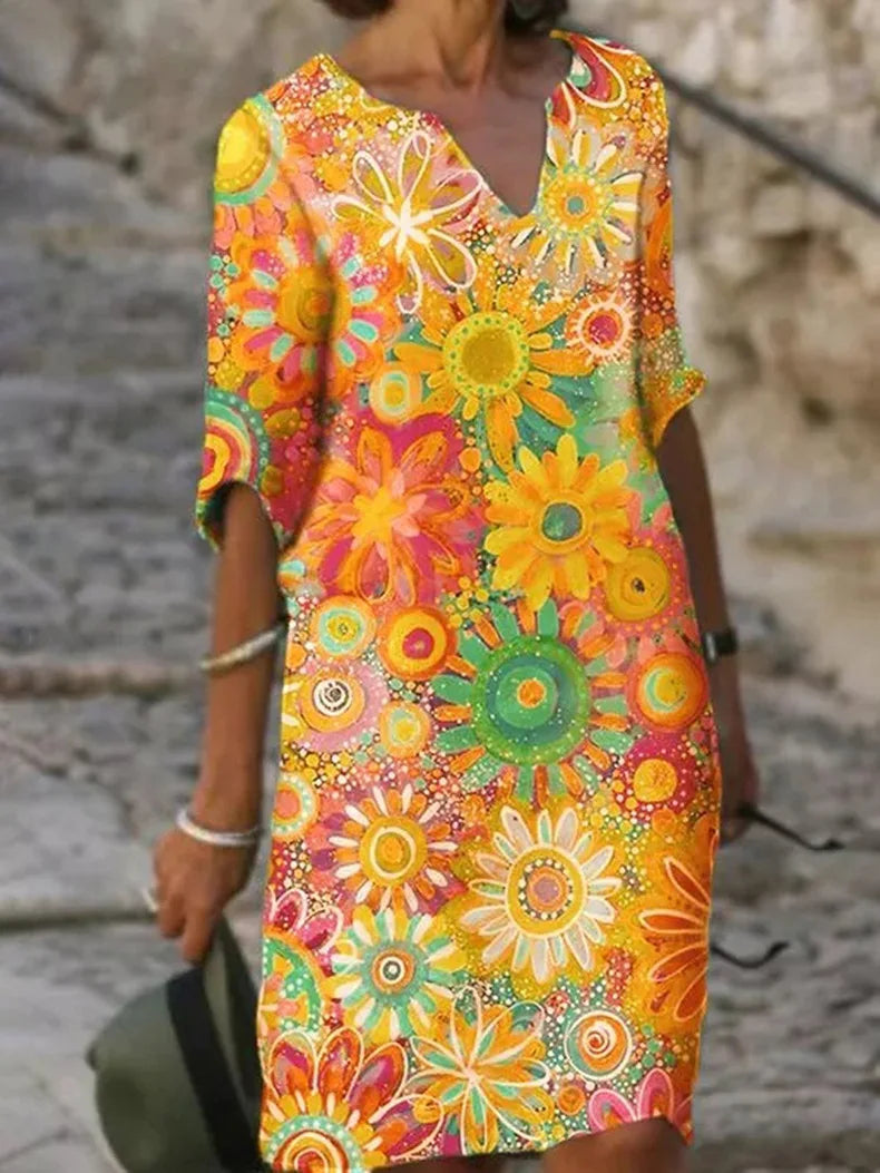 V-neck floral dress