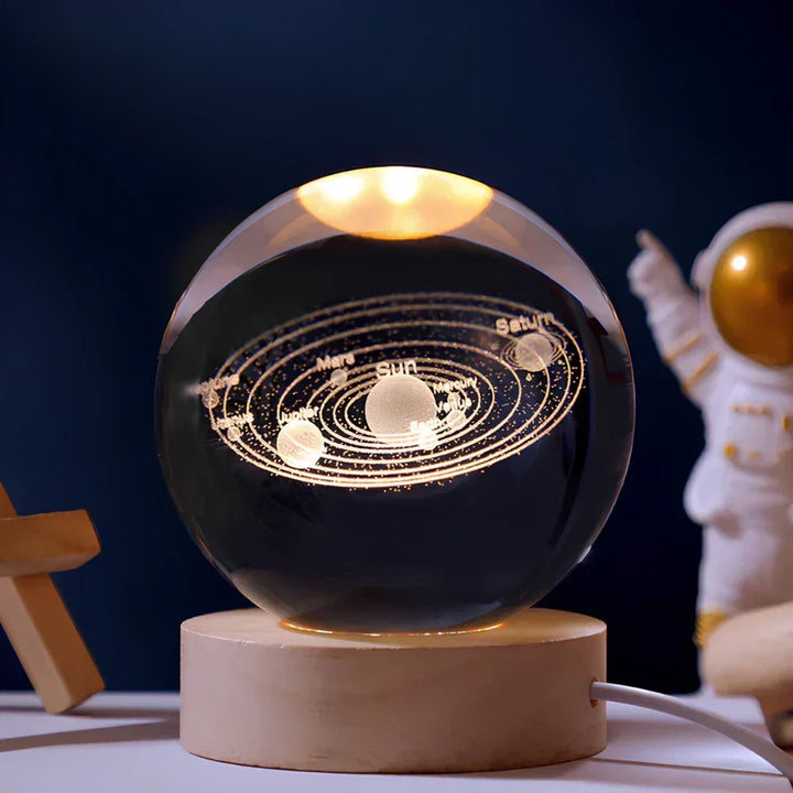 LED Crystal Sphere Night Light Cosmic 3D Planet Display