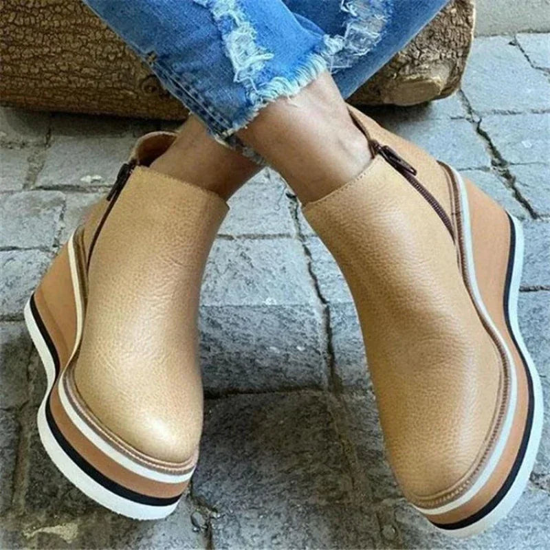 Women's Wedge Ankle Boots with Vintage Charm