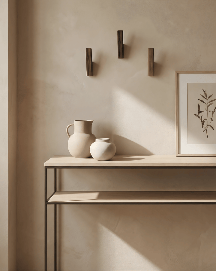 Wooden coat hooks, set of 4 – minimalist wall hooks for hallway and bathroom