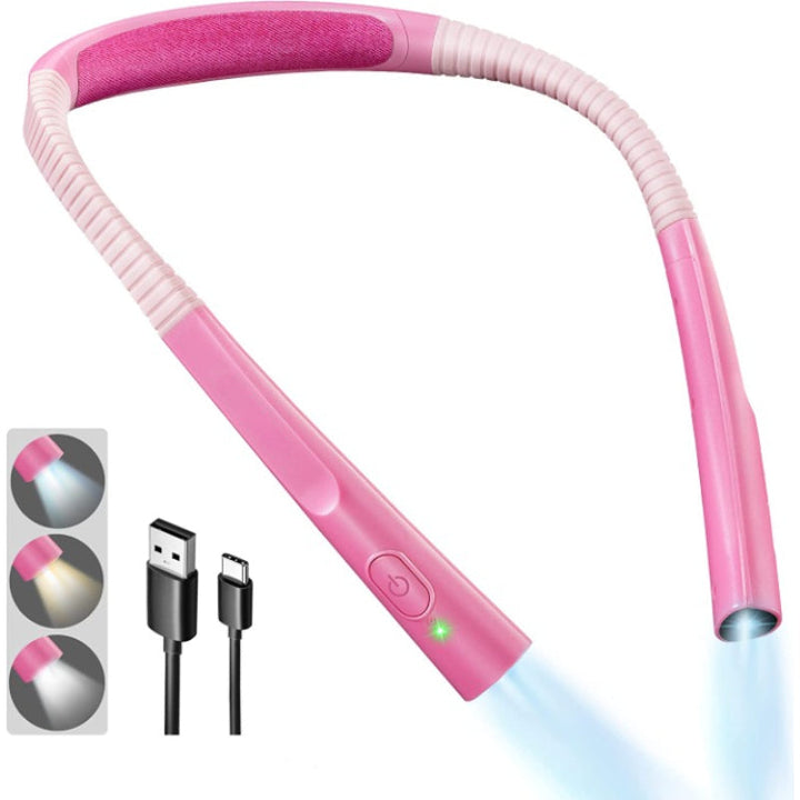 LED Reading Neck Lamp, Light for Reading in Bed, 3 Colours, 6 Brightness Levels, Flexible Arm, Rechargeable, Durable, Perfect for Reading, Knitting, Camping, Repairing