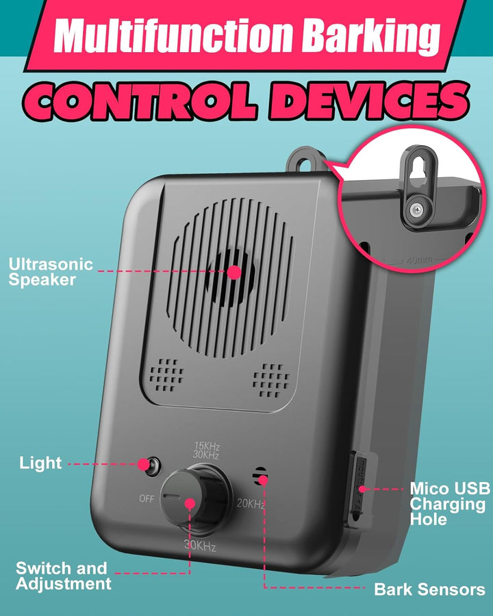 Rechargeable Ultrasonic Anti-Bark Device with 15 m Range – Calvero