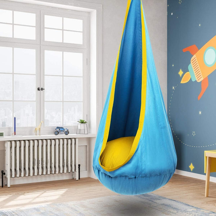 Children's Hanging Chair with Inflatable Cushion for Indoor and Outdoor Use