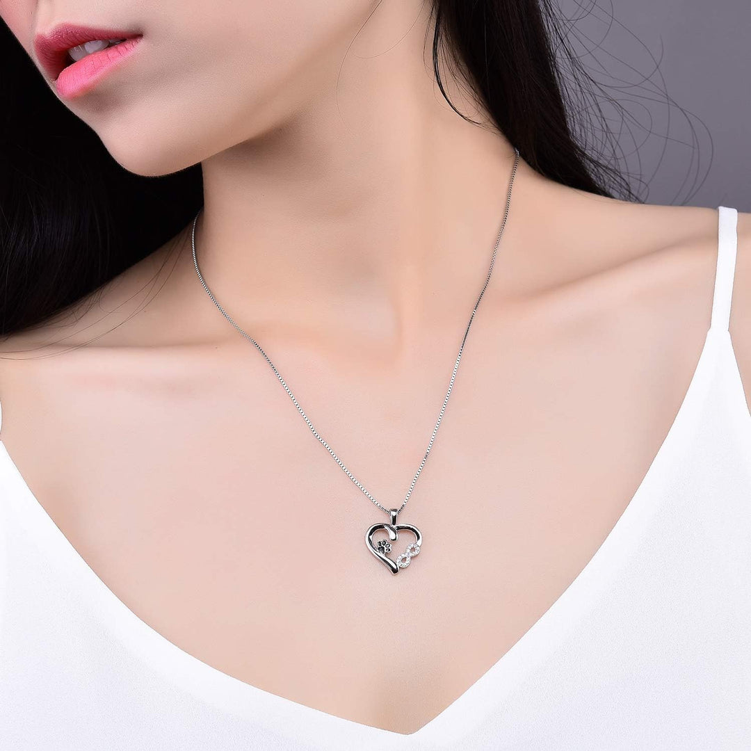 Paw and Heart Pendant with Infinity Charm