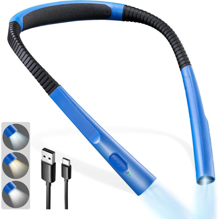 LED Reading Neck Lamp, Light for Reading in Bed, 3 Colours, 6 Brightness Levels, Flexible Arm, Rechargeable, Durable, Perfect for Reading, Knitting, Camping, Repairing