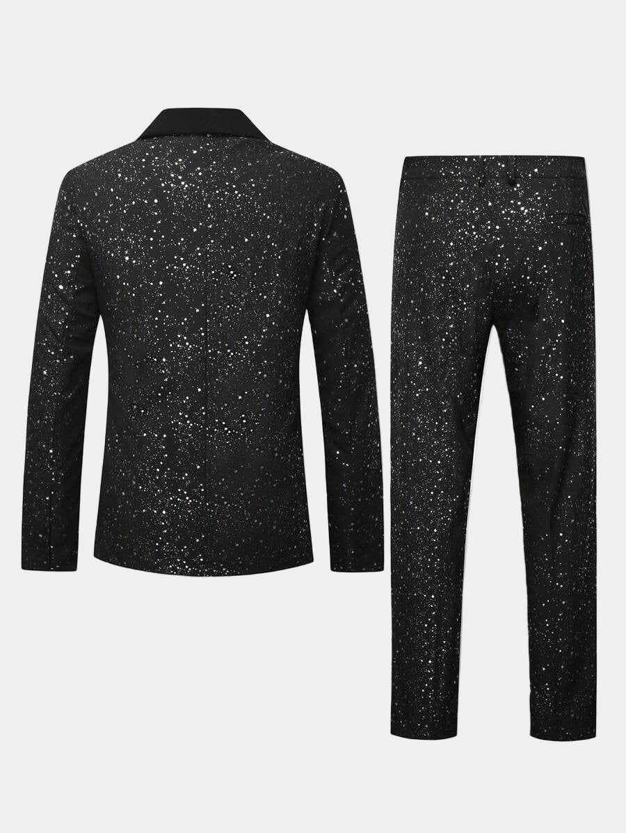 Men's Glitter Suit Jacket and Trousers - Black