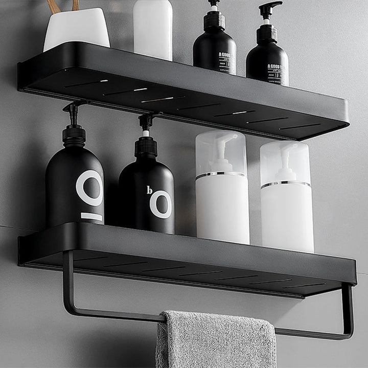 Modern Matte Black Bathroom Set 1/2 - Stainless Steel Bathroom Shelf
