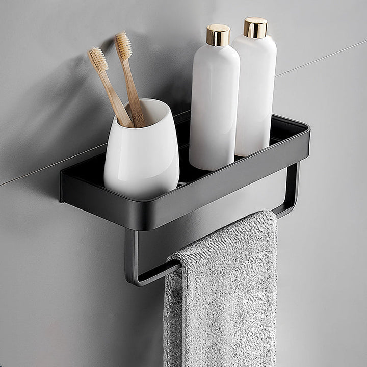 Modern Matte Black Bathroom Set 1/2 - Stainless Steel Bathroom Shelf