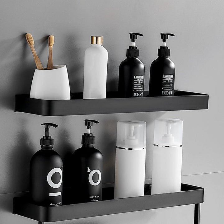 Modern Matte Black Bathroom Set 1/2 - Stainless Steel Bathroom Shelf