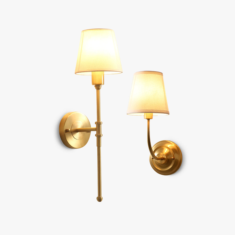 Silva Landerne Vintage Wall Sconce, 5 Styles, Metal/Fabric, Gold, Bedroom