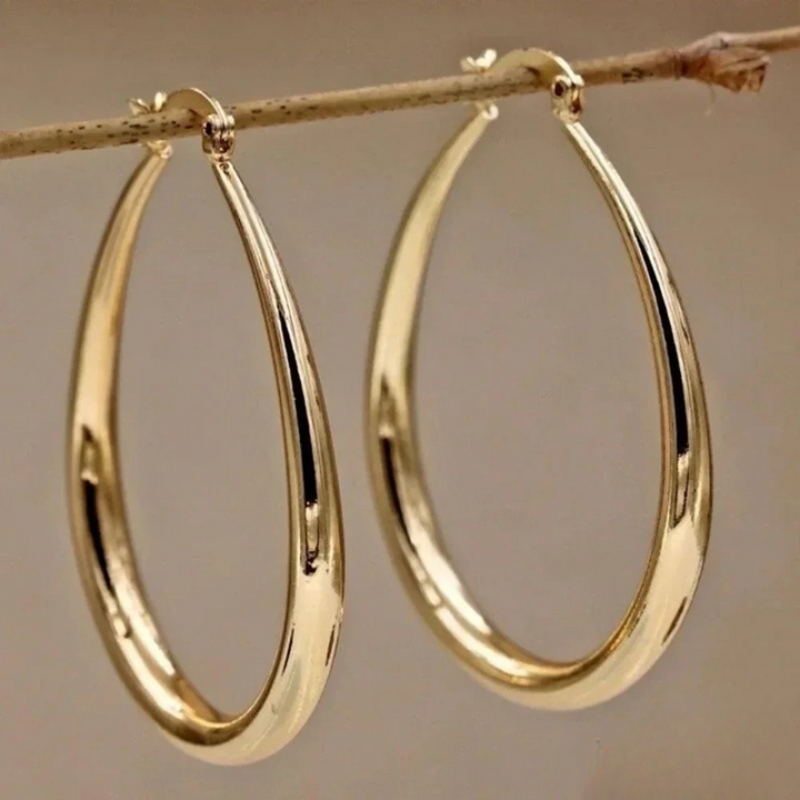 Stylish Gold Hoop Earrings with Smooth Finish