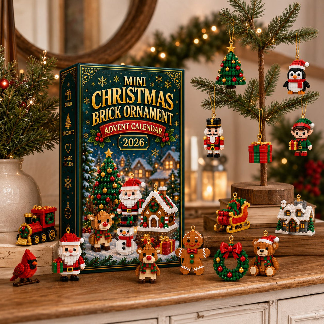 Mini Building Block Advent Calendar with 24 Christmas Kits to Build and Hang