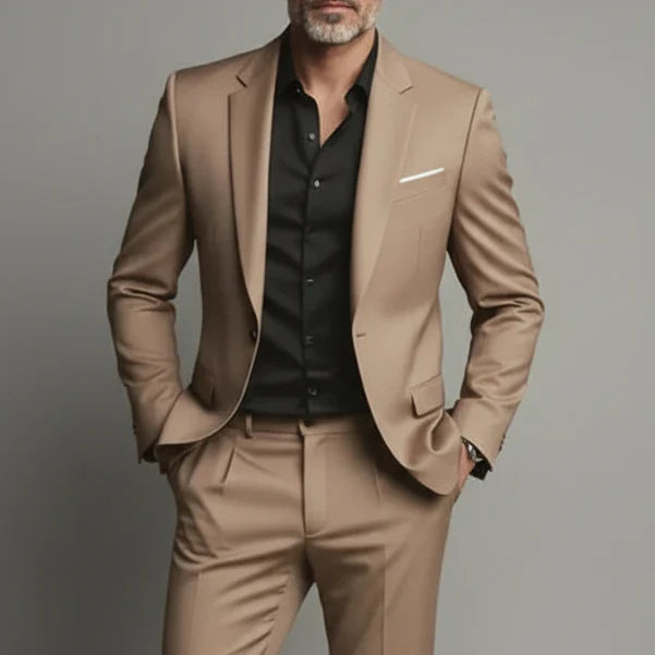 Men's Slim Fit Suit Set - Business-Casual Blazer and Trousers