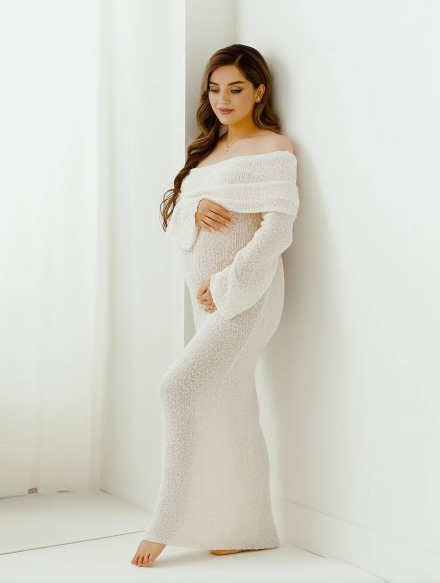 Women's A-Line Dress – Off-the-Shoulder with Long Sleeves, Suitable for Spring and Summer