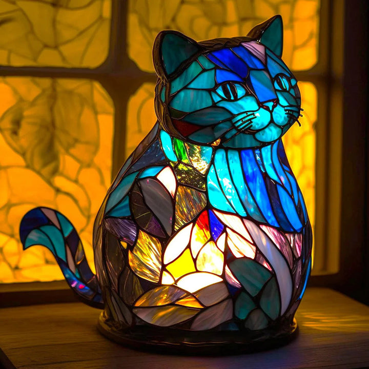 VitraGlow Handmade Glass Ornament | Elegant Resin and Glass Table Lamp with Vibrant Artistic Patterns
