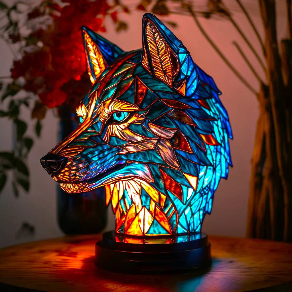 VitraGlow Handmade Glass Ornament | Elegant Resin and Glass Table Lamp with Vibrant Artistic Patterns