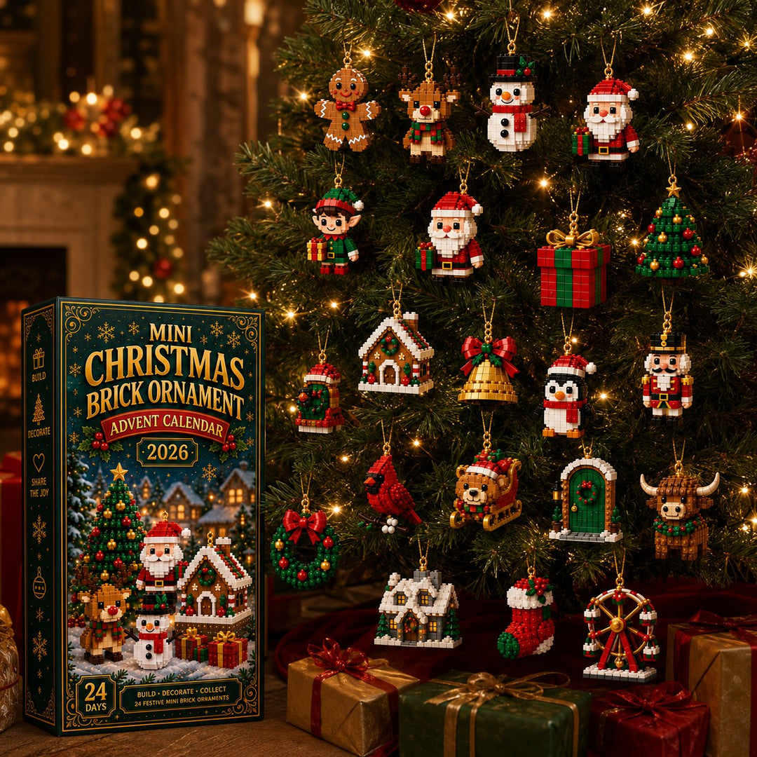 Mini Building Block Advent Calendar with 24 Christmas Kits to Build and Hang
