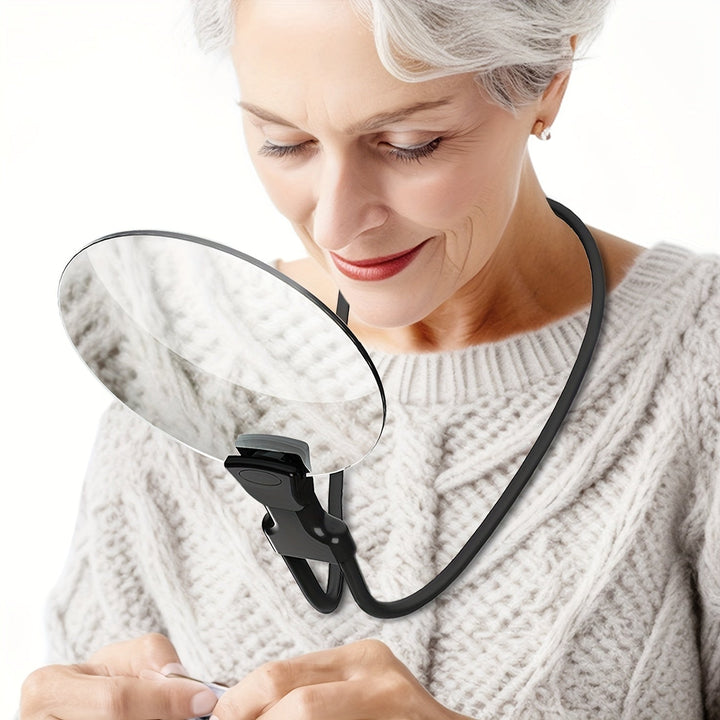 Hands-Free Magnifying Glass with Neck Strap – 5X Magnification for Reading