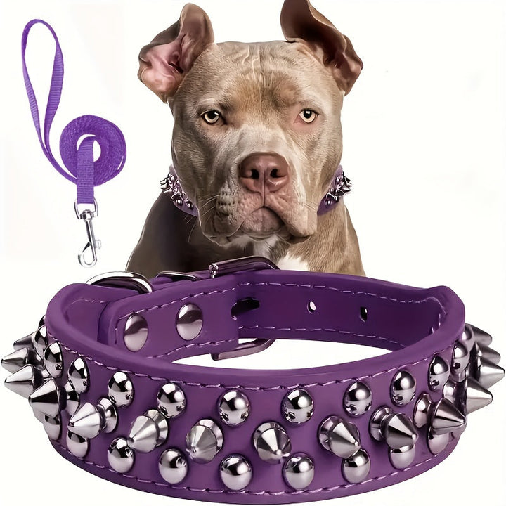 Adjustable Studded Dog Collar - Strong and Secure for Large Dogs