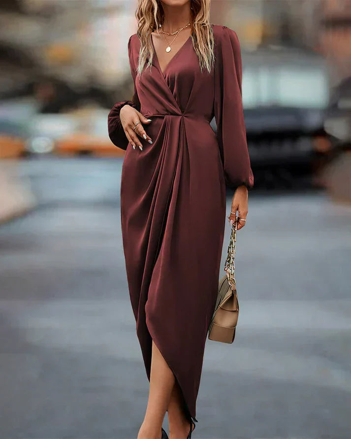 Seraphina - Sophisticated Satin Midi Dress