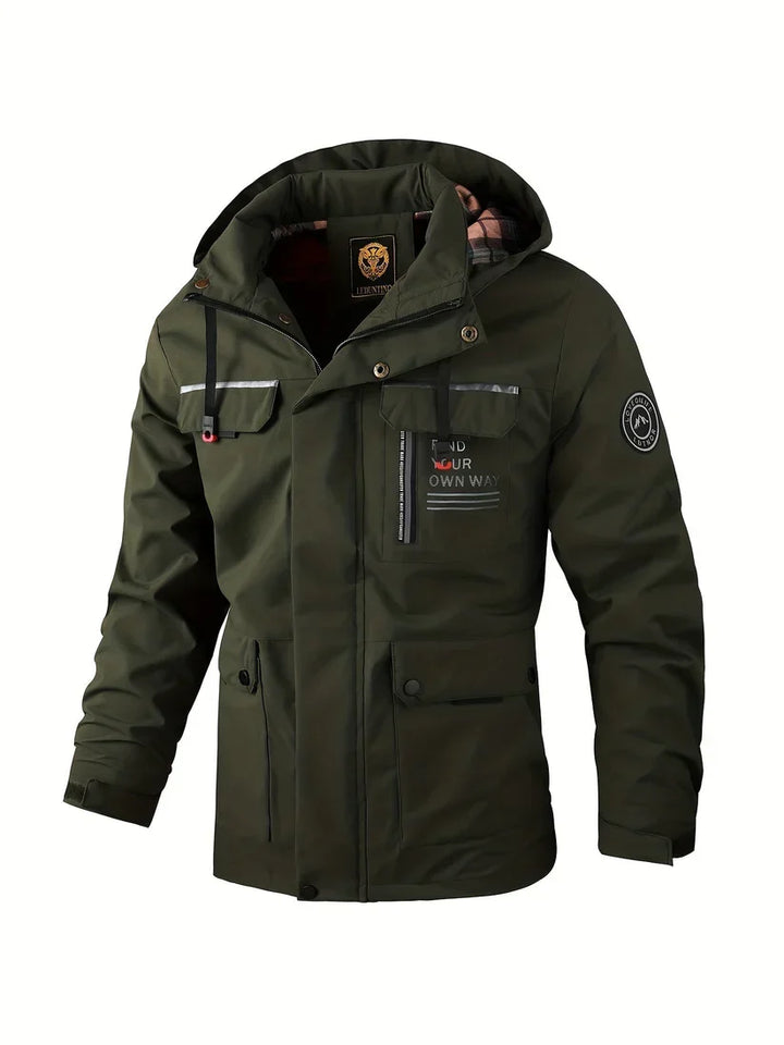 Men's Waterproof Winter Coat with Hood and Lined Interior