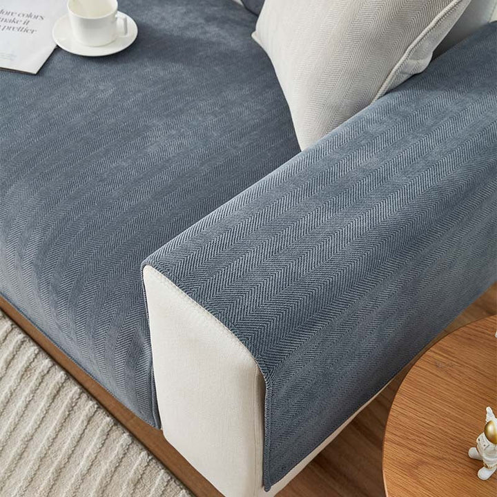 AestheticCover™ | Chenille Sofa Cover with Herringbone Pattern