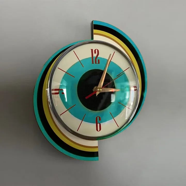 Mid-Century Handmade Wall Clock | Retro Wall Décor, Silent and Battery-Powered