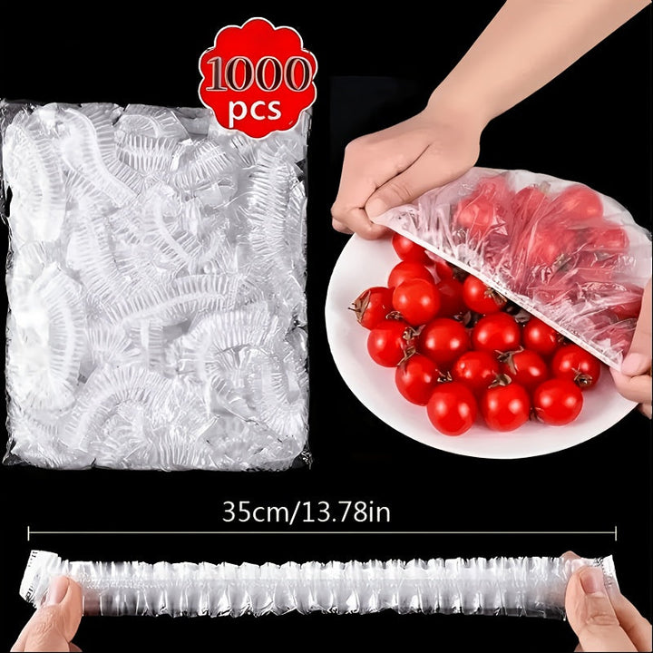1000 Disposable Elasticated Food Covers, PE Bowl and Plate Covers 35 cm