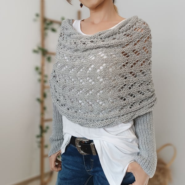 Wrap scarf with double sleeves - cosy knitted scarf with integrated sleeves