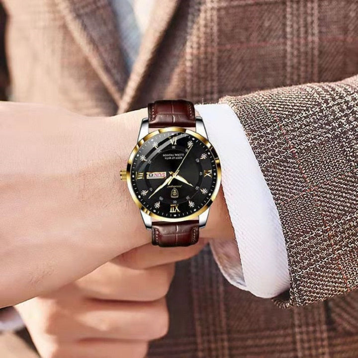 Men's Waterproof Luminous Wristwatch – Classic Stainless Steel Design with Luminous Display