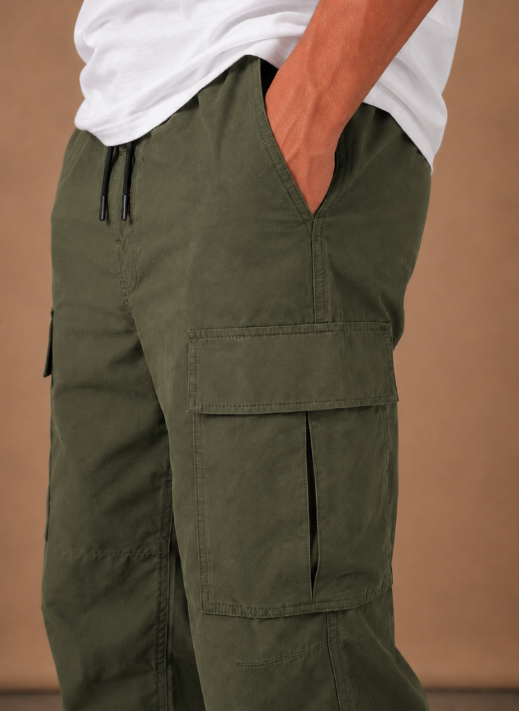 Men's Cargo Trousers Relaxed Fit Straight-Leg