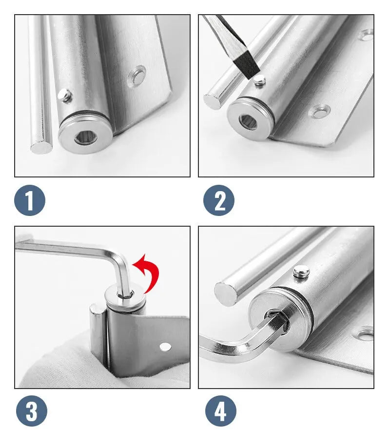 Door Closer for Interior Doors with Spring, 4 Adjustable Settings, Stainless Steel