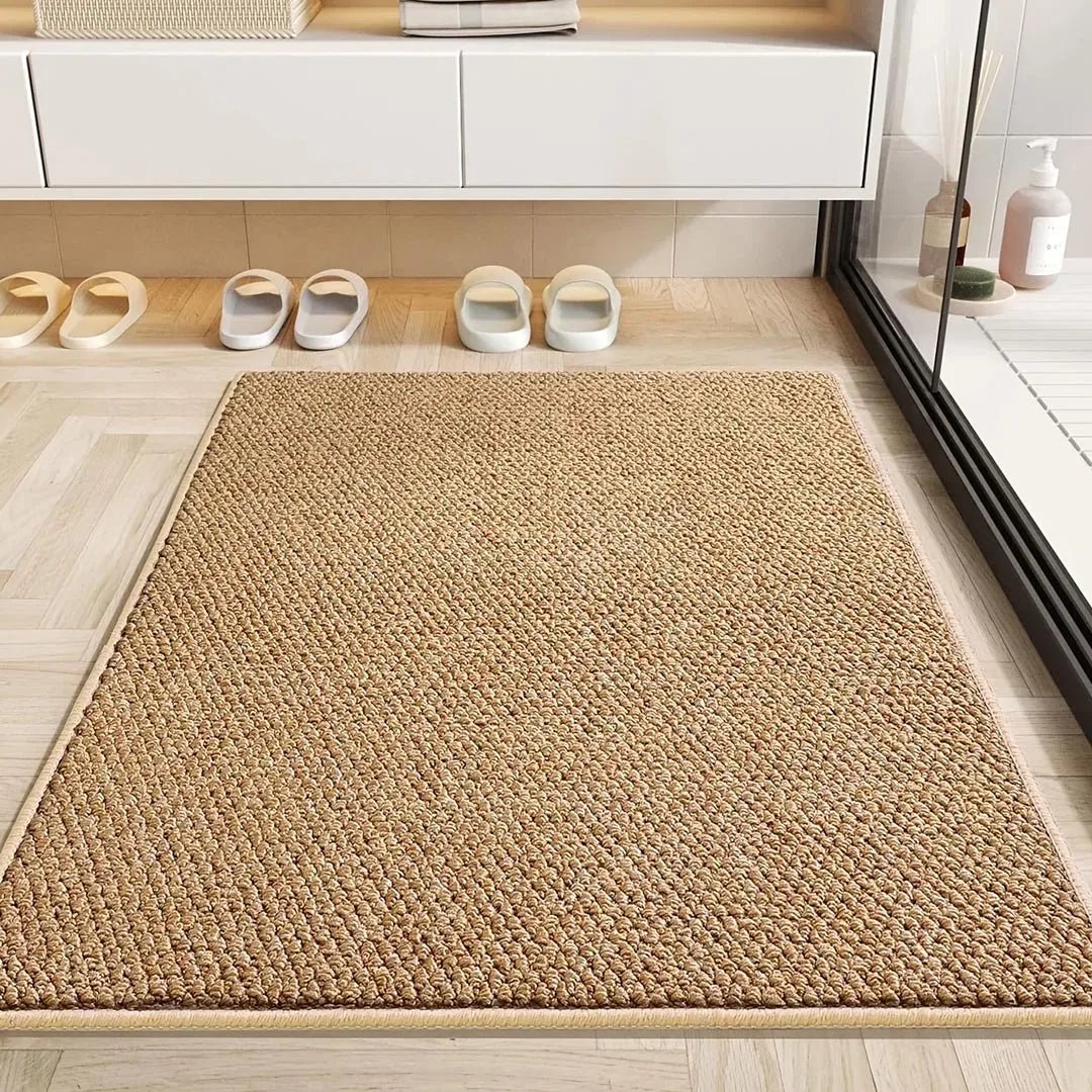 Absorbent Quick-Drying Bath Mat with Low Loop Pile and Bound Edge