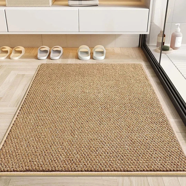Absorbent Quick-Drying Bath Mat with Low Loop Pile and Bound Edge