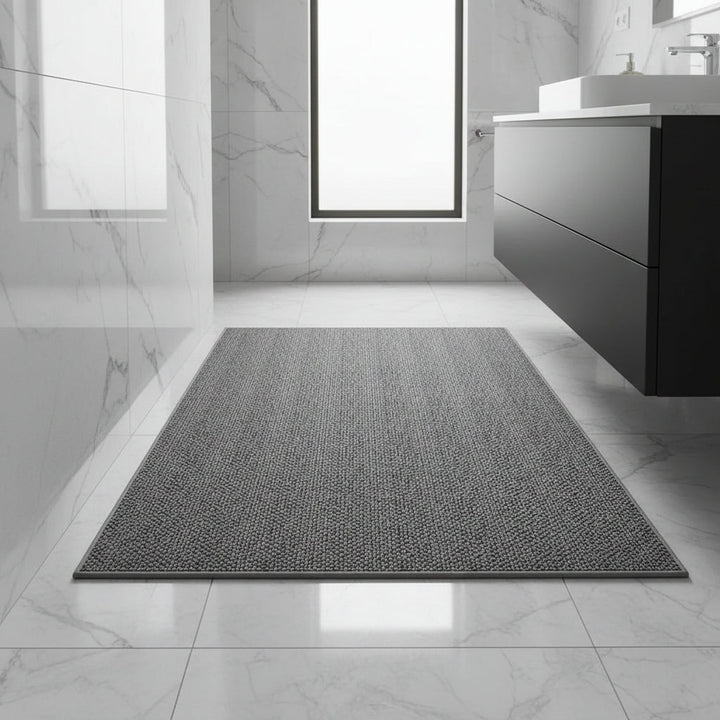 Absorbent Quick-Drying Bath Mat with Low Loop Pile and Bound Edge