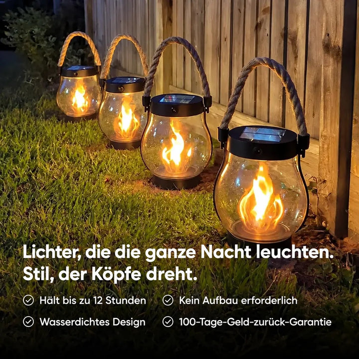 Outdoor Solar Lantern with Flickering Flame Effect