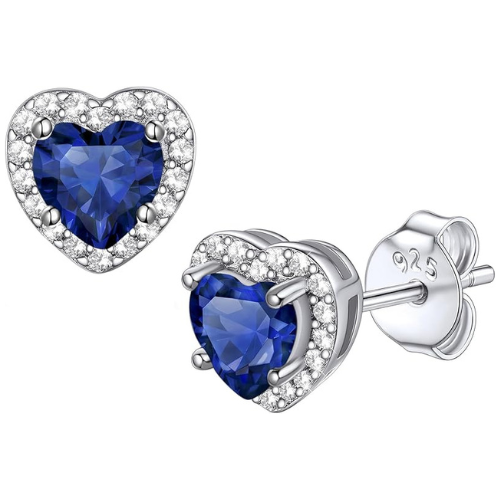 Elegant white gold earrings with sapphire heart
