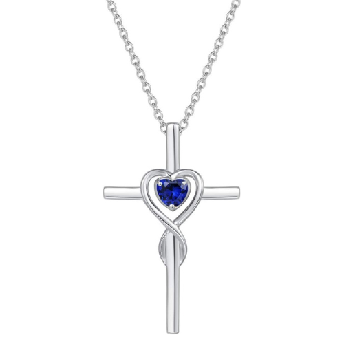 Elegant white gold necklace with sapphire heart stone