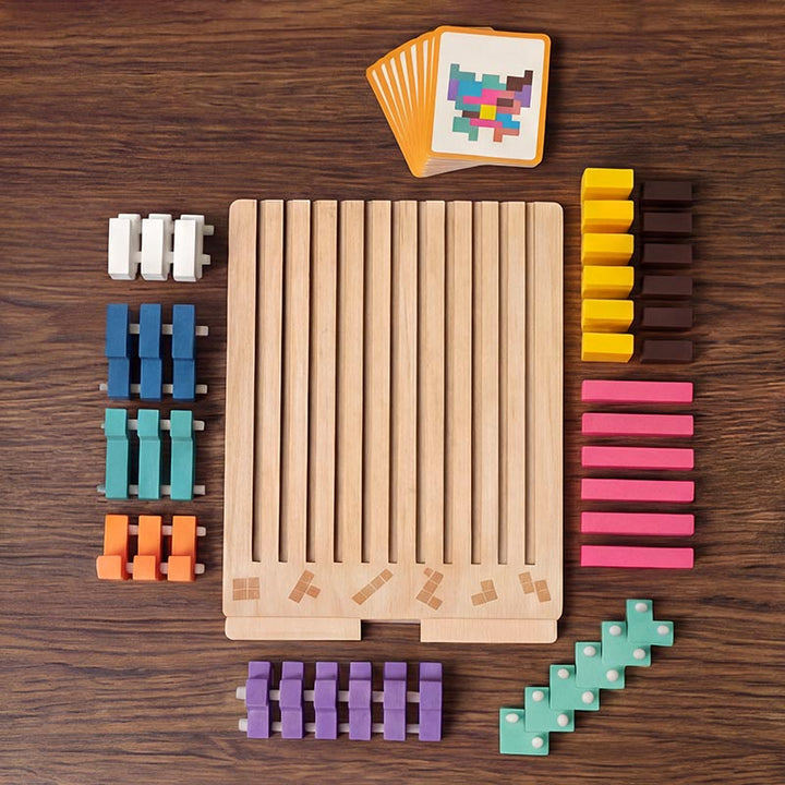 Montessori Wooden Tetris Stacking Puzzle – Educational Toy