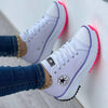 Women's Chunky Canvas Trainers with Contrasting Side Stripe