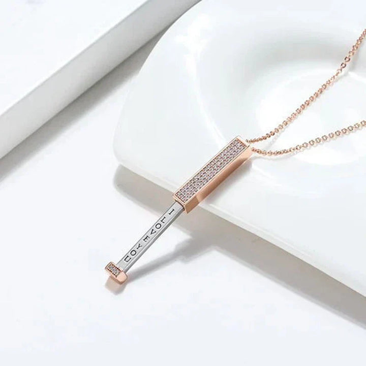 AmaraBloom Luxury Keepsake Necklace | Engraved Cubic Zirconia Pendant for Precious Connections